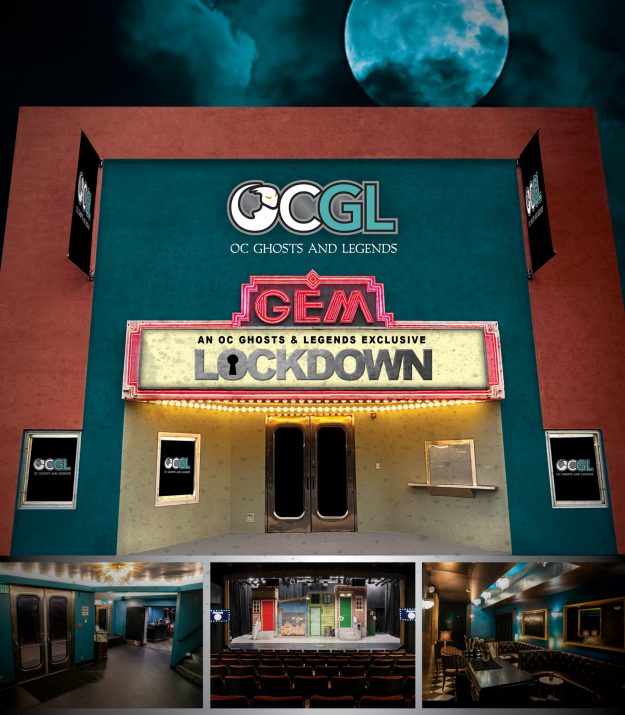 Haunted stage of GEM Theater during OC Ghosts & Legends Lockdown